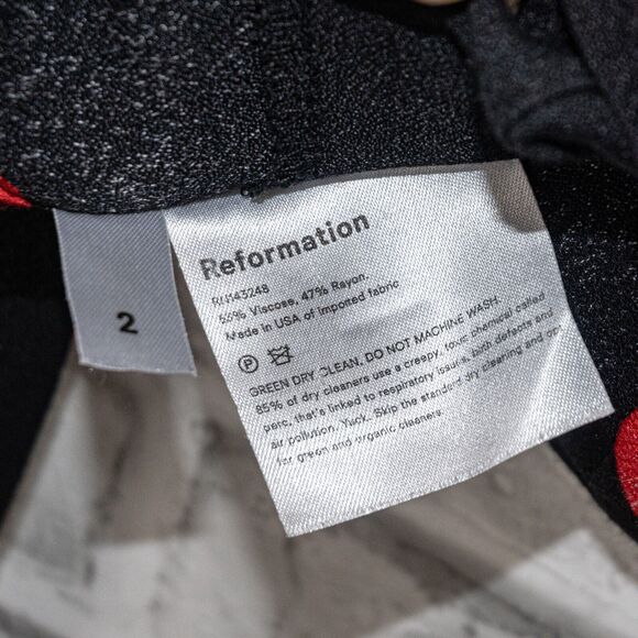 REFORMATION Women's Black Red Polka Dot Cropped Blouse Size 2 - Picture 6 of 9